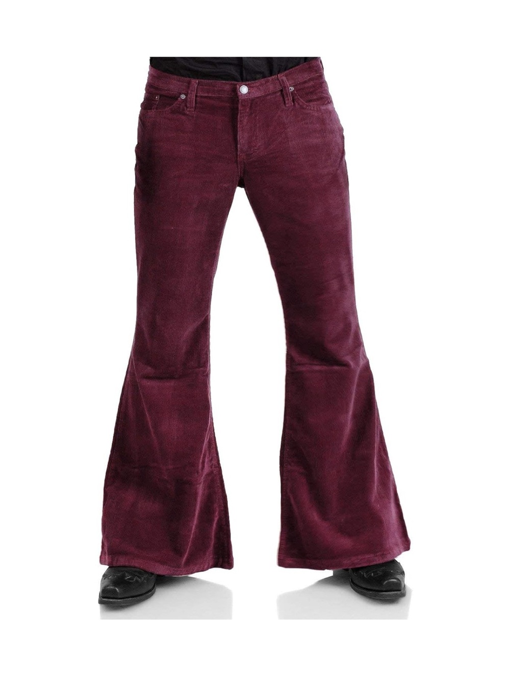Men's Vintage Corduroy Flared Bell Bottom Pants 70s Disco Stretch